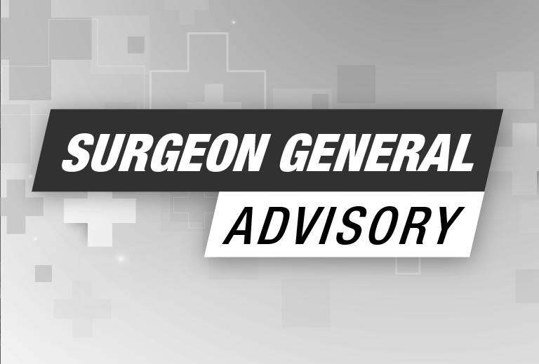 Black and white photo of a text that says Surgeon General Advisory